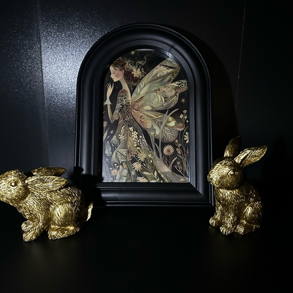 Elegant Fairy Art Print with Gold Accents